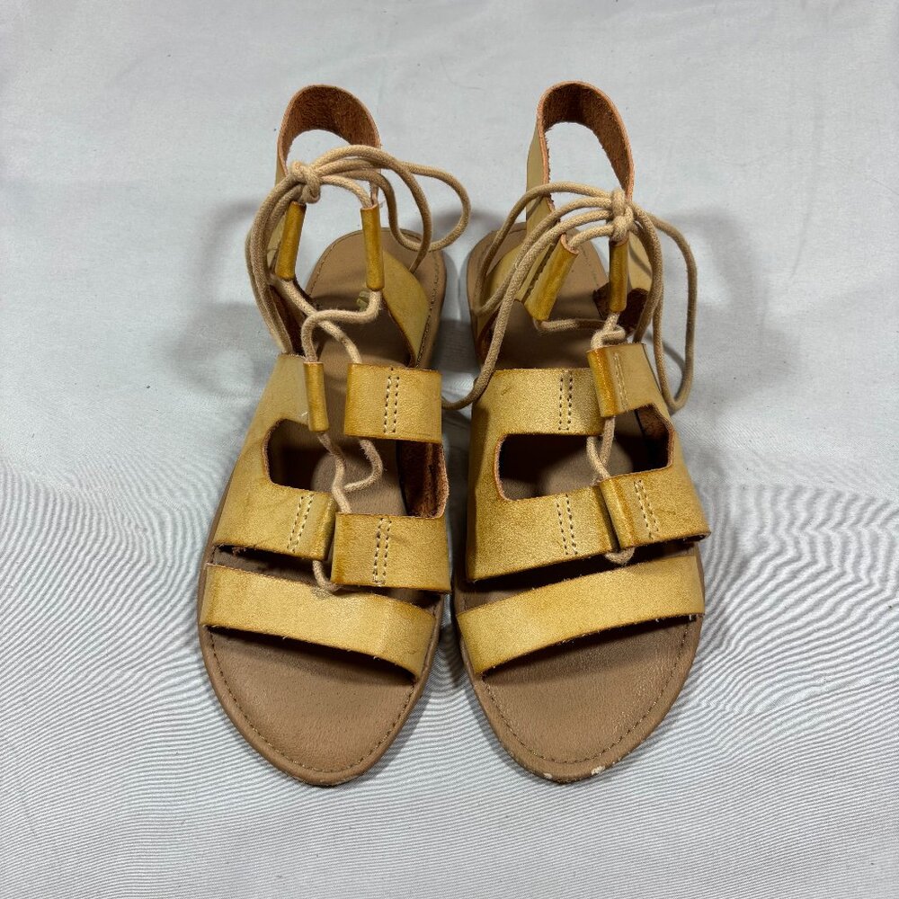 MIA Delphine Tan Gladiator Open-Toe Solid Lace-up Casual Sandals Size 6.5
